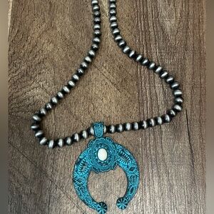 Turquoise and Silver Pendant Necklace
